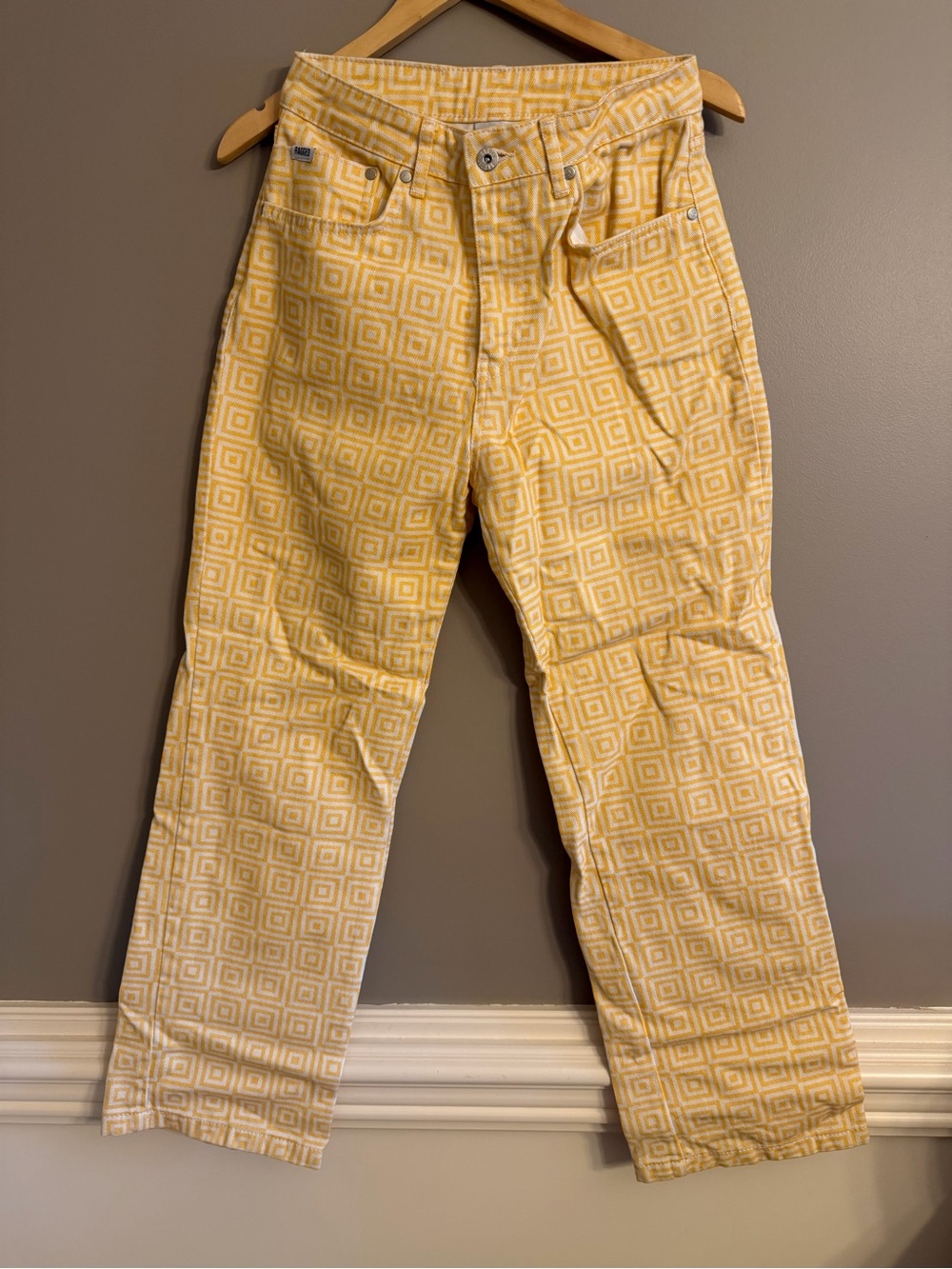 The Ragged Priest Yellow Geometric Straight Leg Jeans